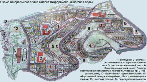 Схема генплана Снеговая падь